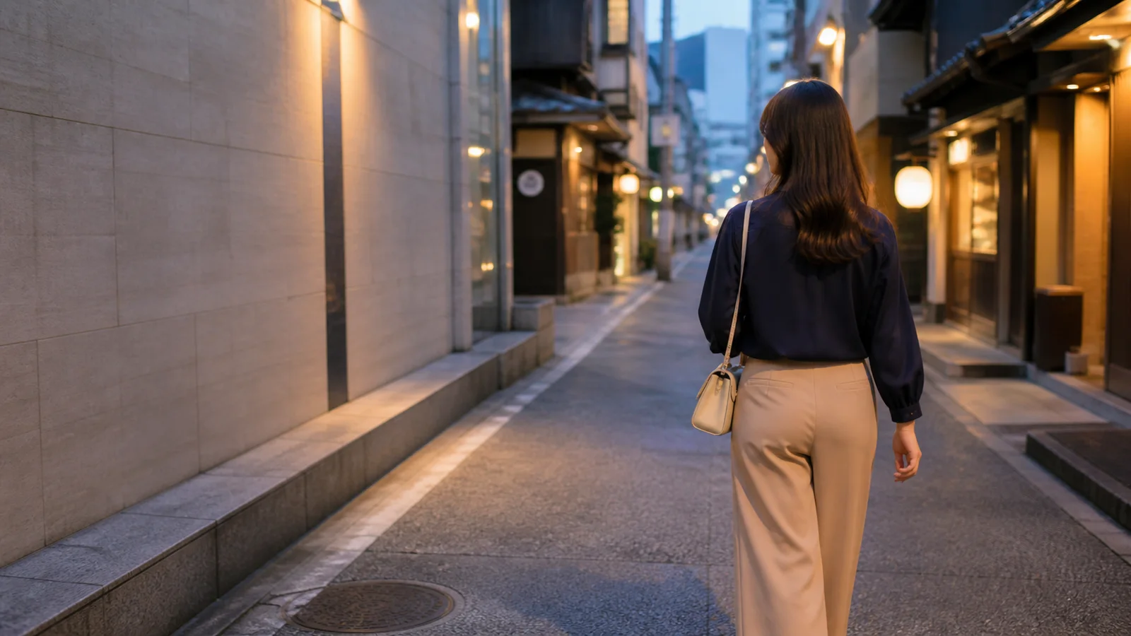 体験入店先へ向かう女性の後ろ姿